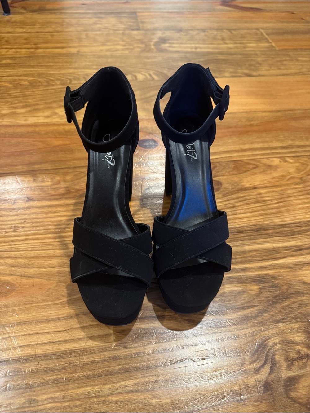 Women’s Black Ankle-Strap Platform Heels